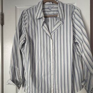 Nine West White and Navy Striped blouse/shirt